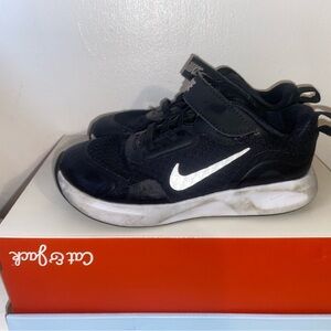 Nike Kids Black Sneakers with White Swoosh
